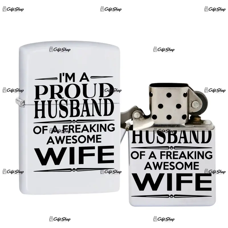 I`m a proud husband, bricheta metalica gravata laser cu mesaj